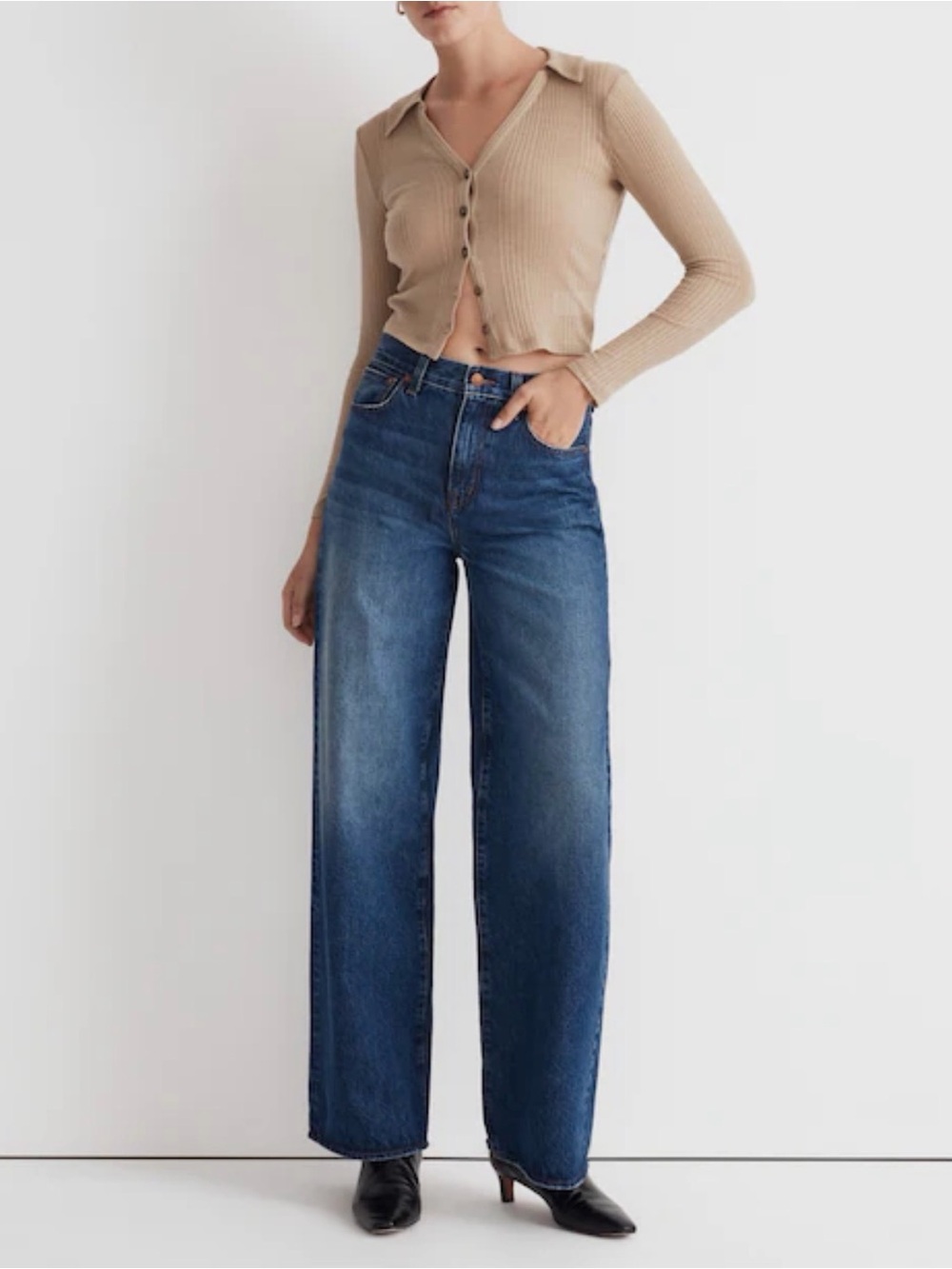 Madewell Superwide-Leg Jeans in Medium Blue Wash-Size 29